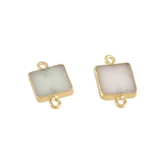 19mm Dyed Jade Square Connectors, 2ct. by Bead Landing&#x2122;